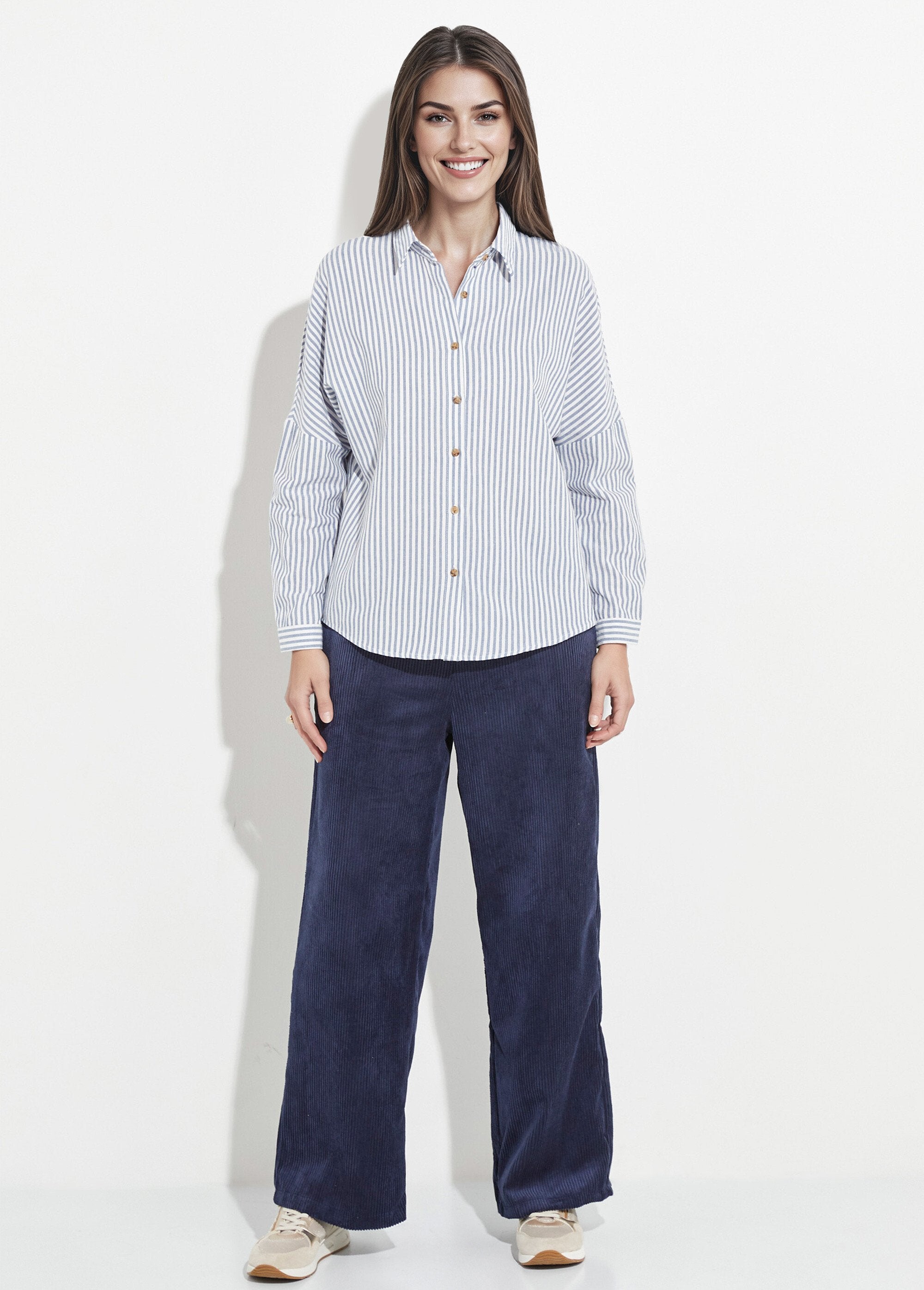 Striped_blouse,_dropped_shoulders_Blue_stripe_SF1_slim
