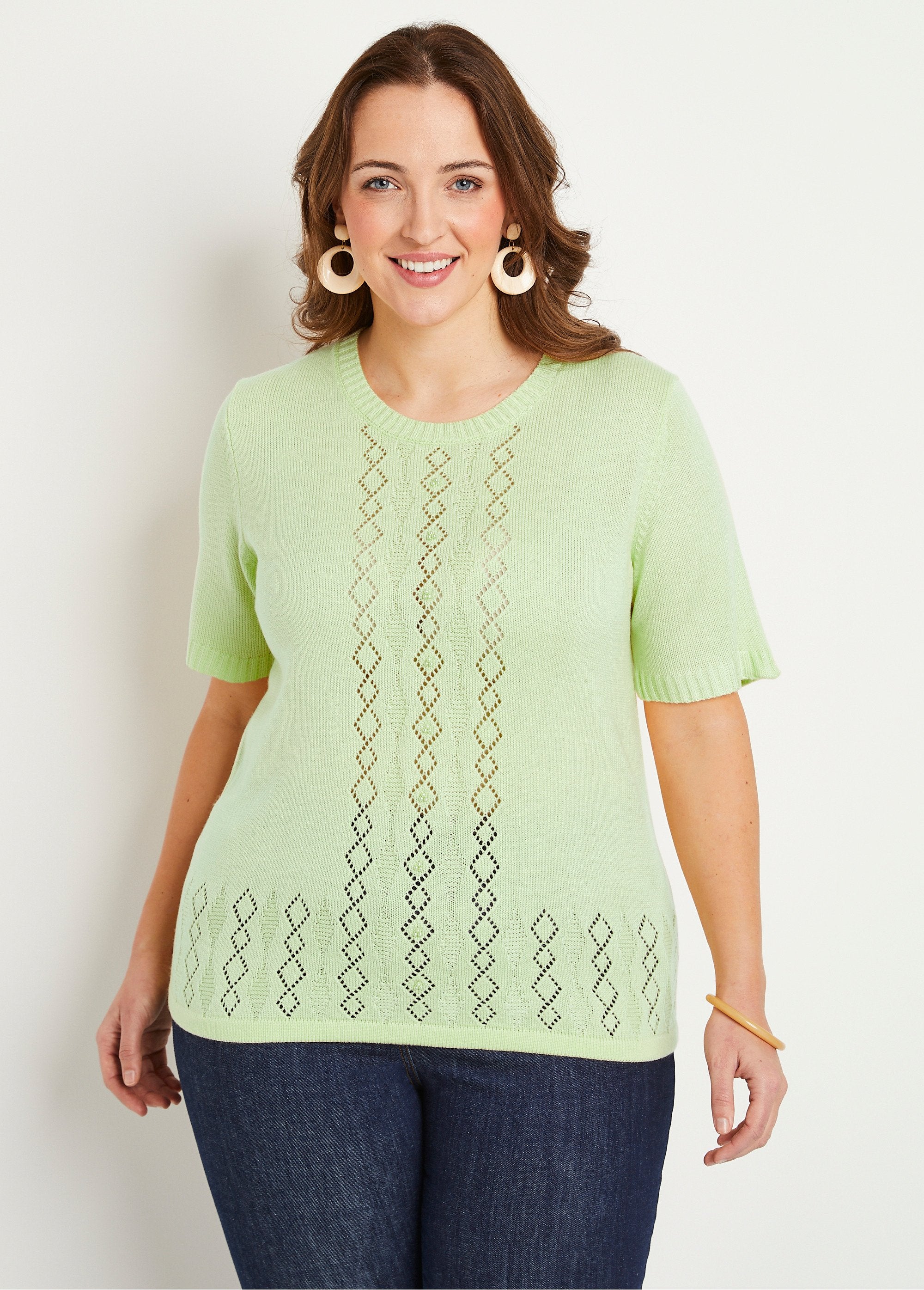 Short-sleeved_beaded_openwork_sweater_Green_FA1_curvy