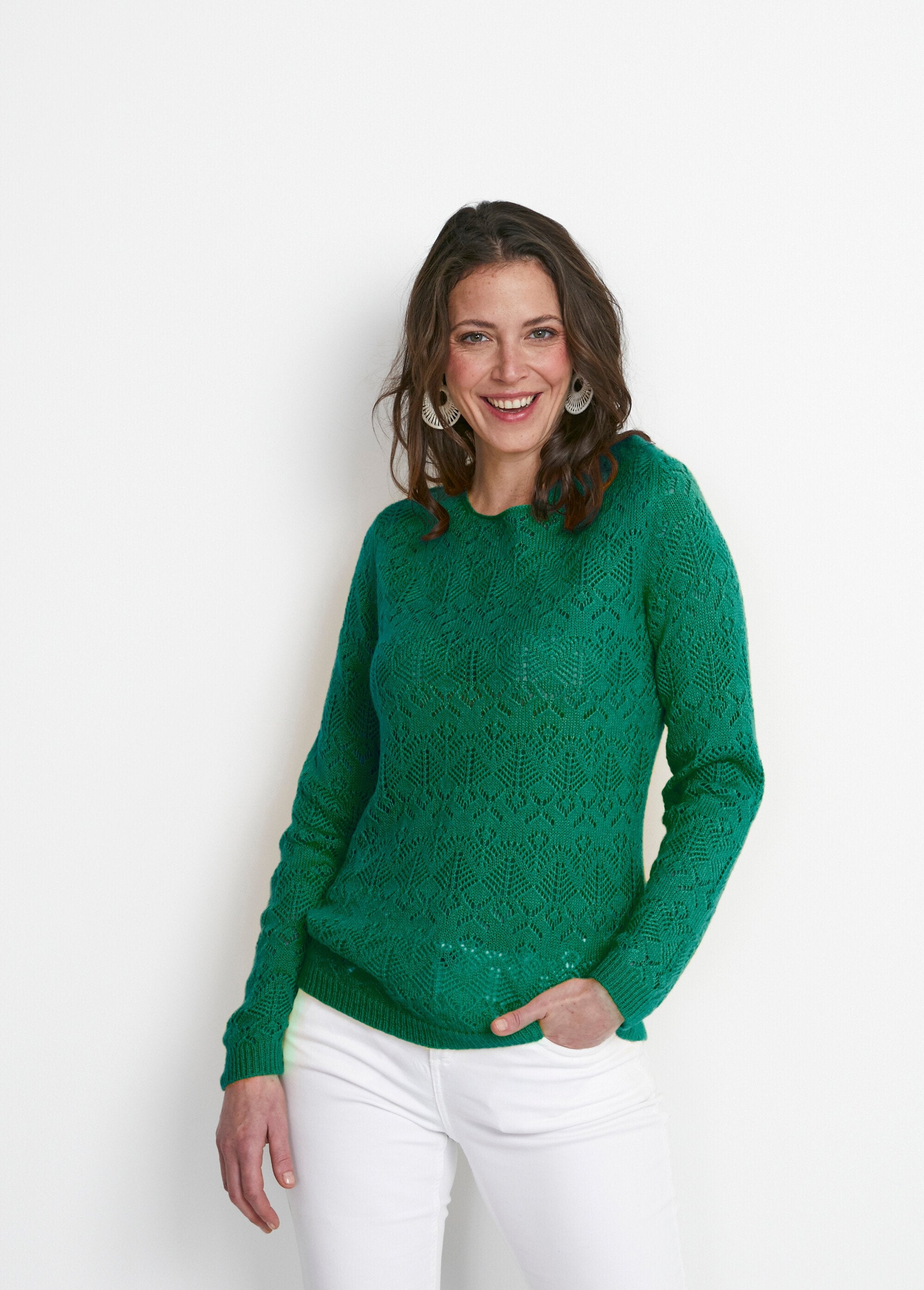 Pull_maille_ajourée_manches_longues_Vert_FA1_slim