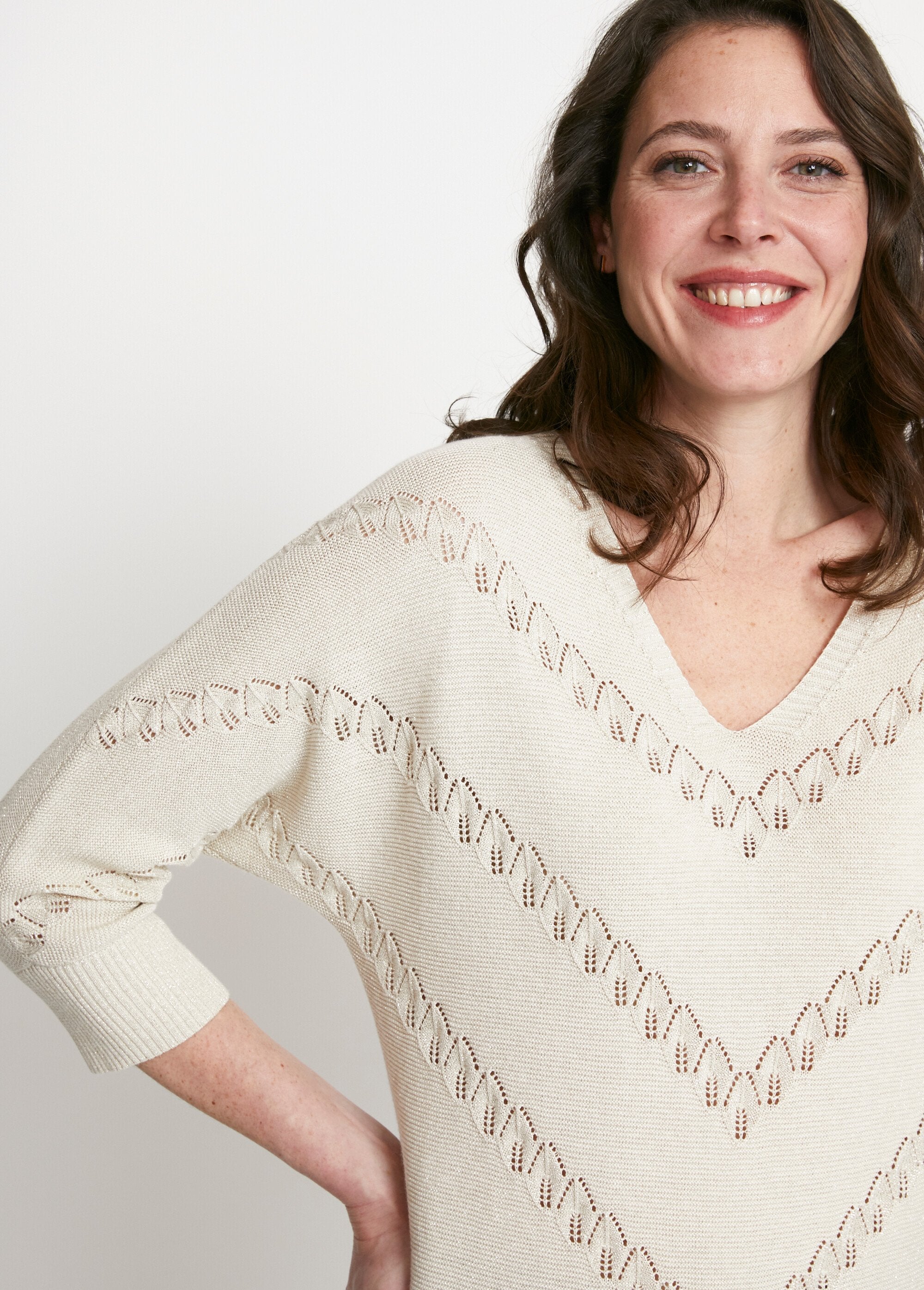 Pull_maille_brillante_fantaisie_ajourée_Beige_DE1_slim