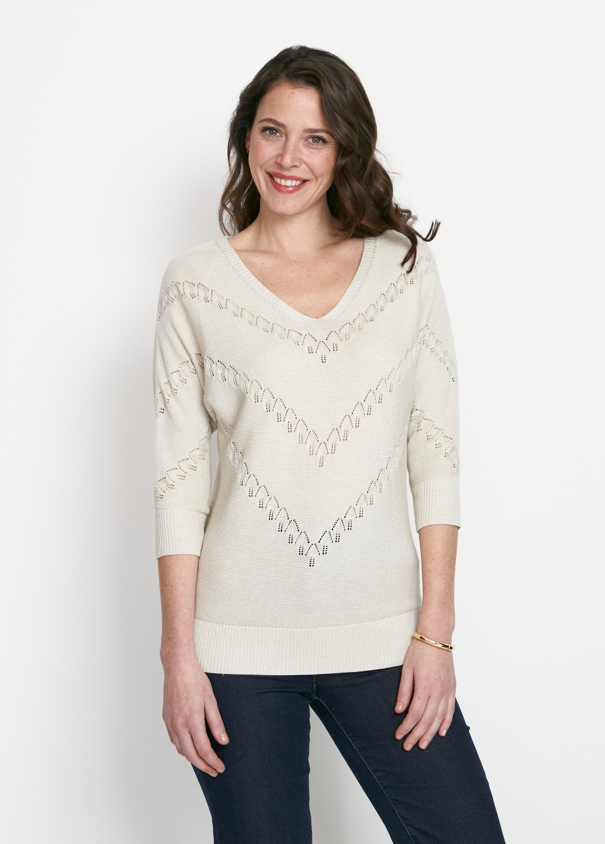Pull_maille_brillante_fantaisie_ajourée_Beige_FA1_slim