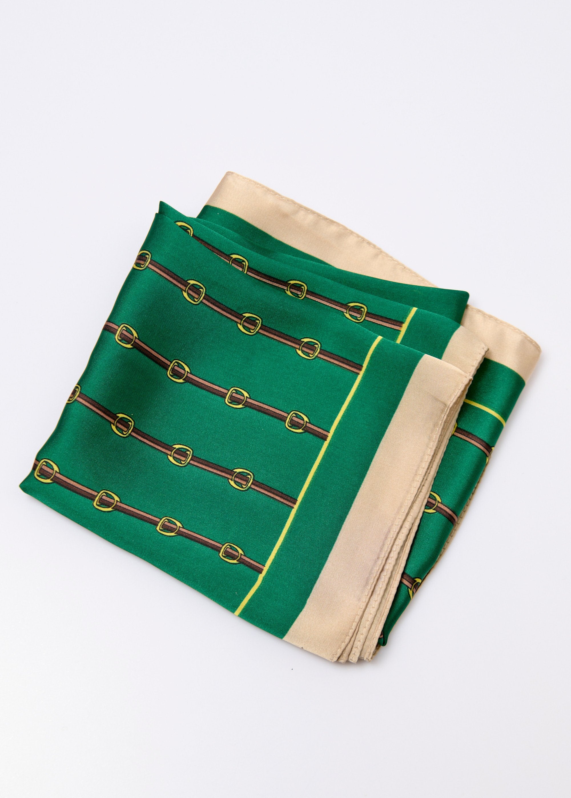 Chic_satin_square_scarf_with_equestrian_motif_Green_DE1_slim