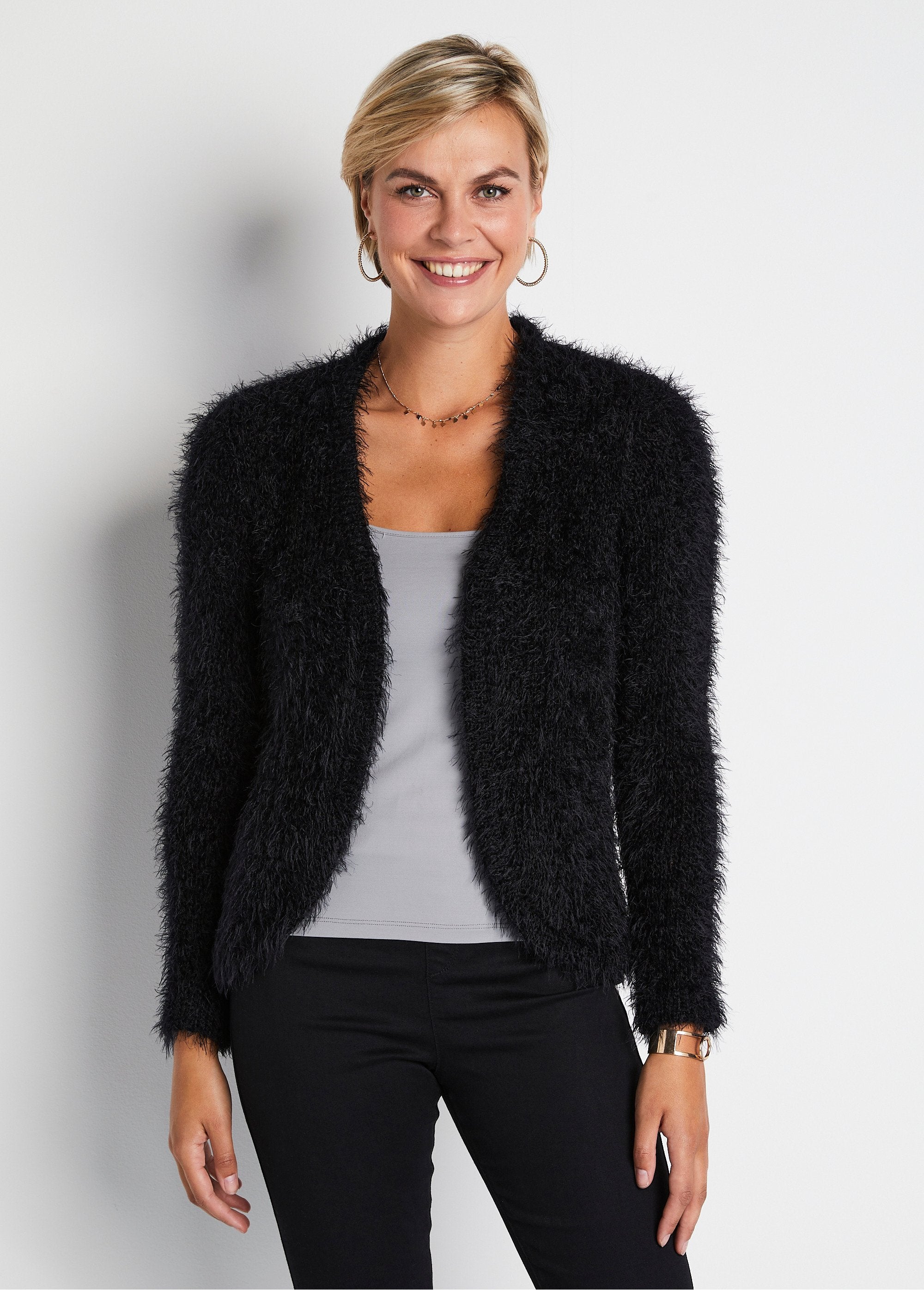 Short_hairy_effect_knit_bolero_cardigan_Black_FA1_slim