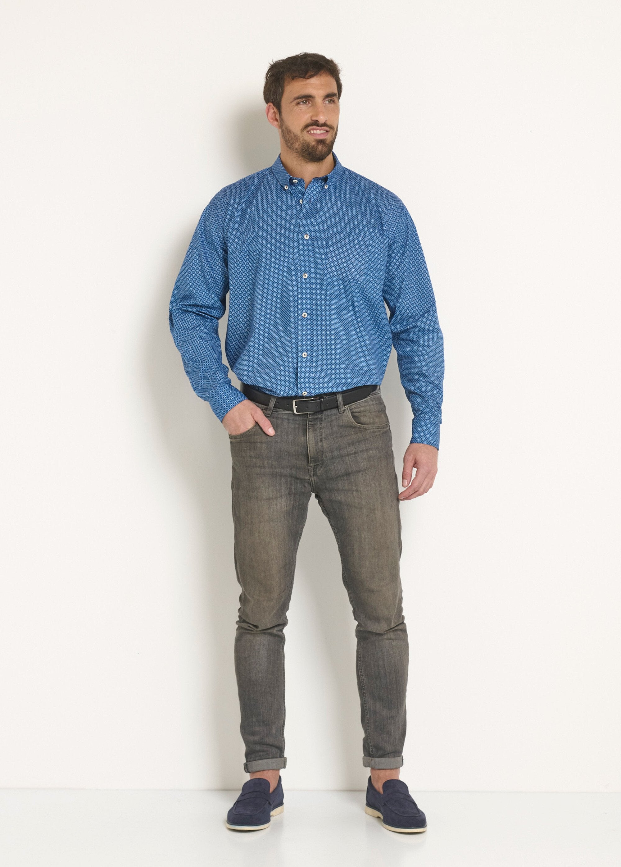 Long_sleeve_cotton_fancy_shirt_Blue_SF1_slim