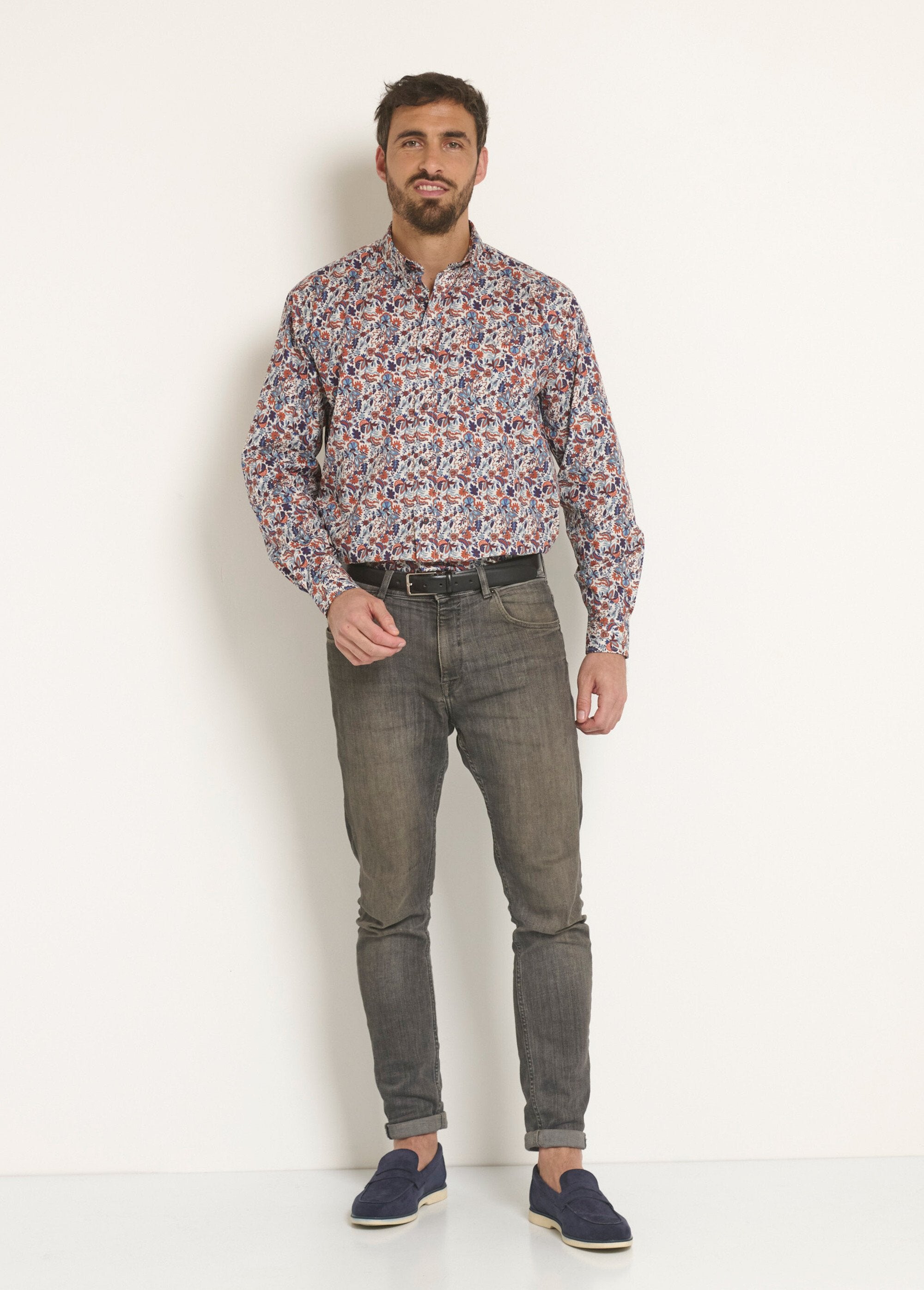 Fancy_paisley_pattern_shirt_Orange_and_blue_SF1_slim