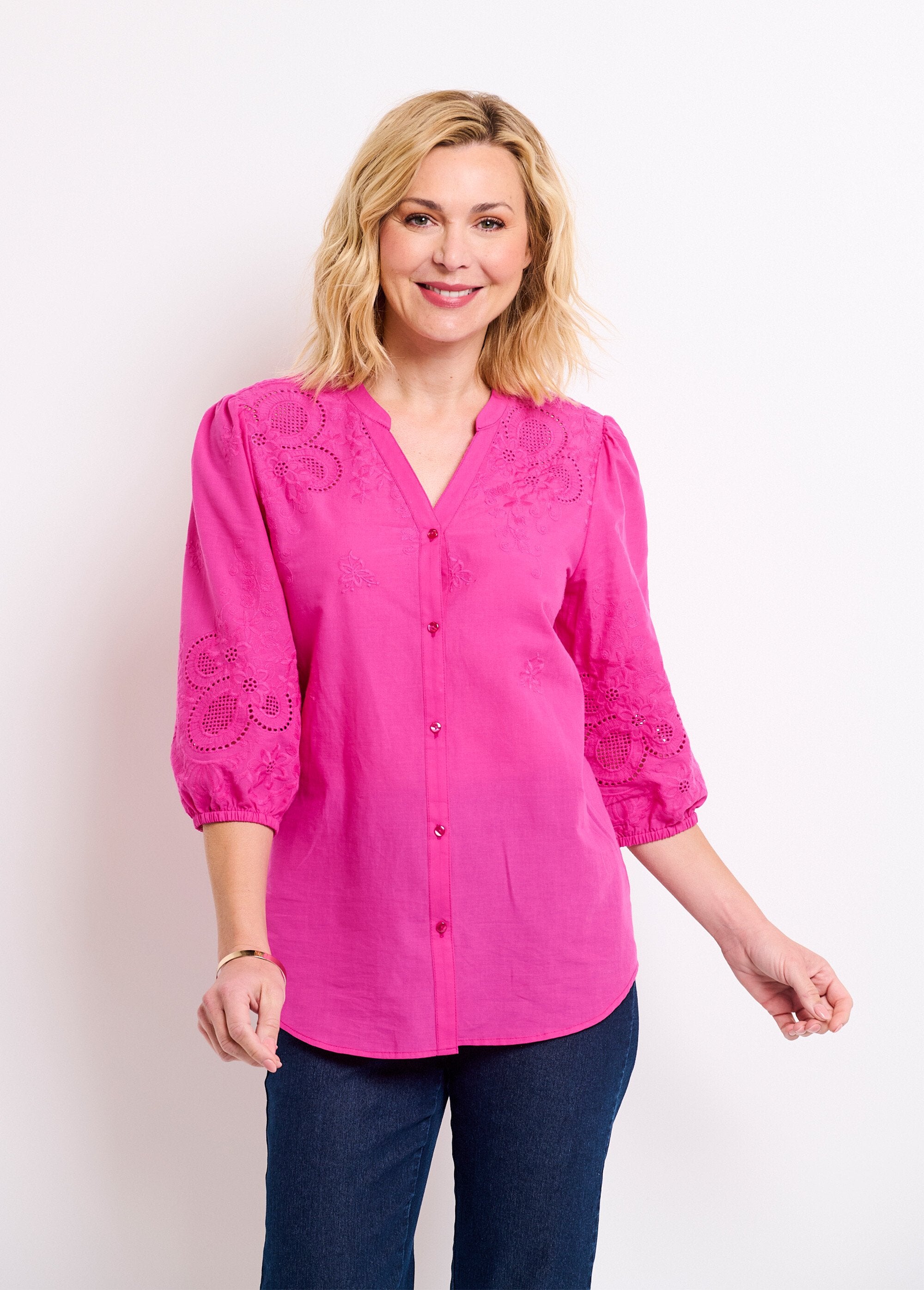 Long_embroidered_cotton_blouse_with_3/4_sleeves_Pink_FA1_slim