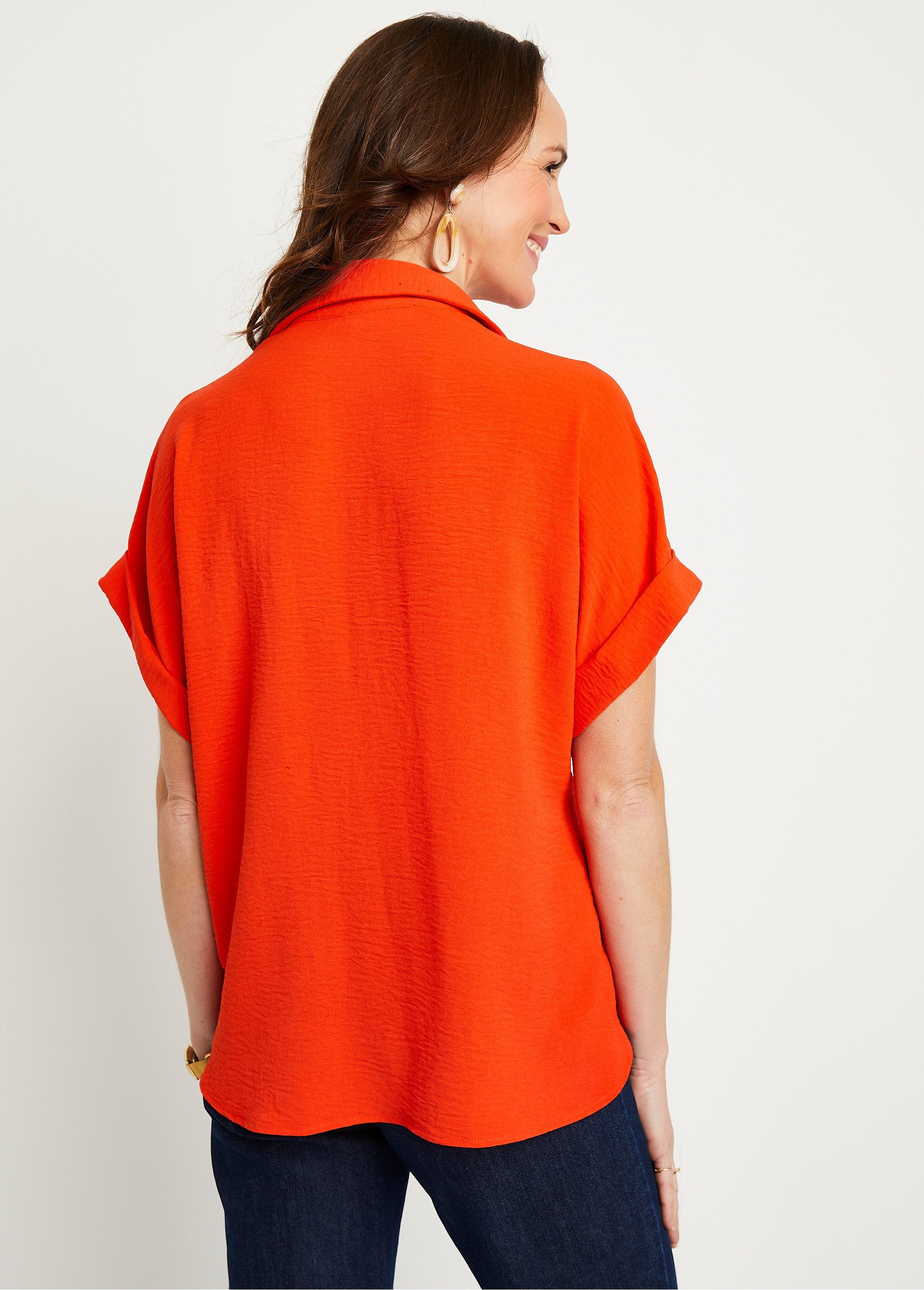 Plain_short-sleeved_blouse_Orange_DO1_slim