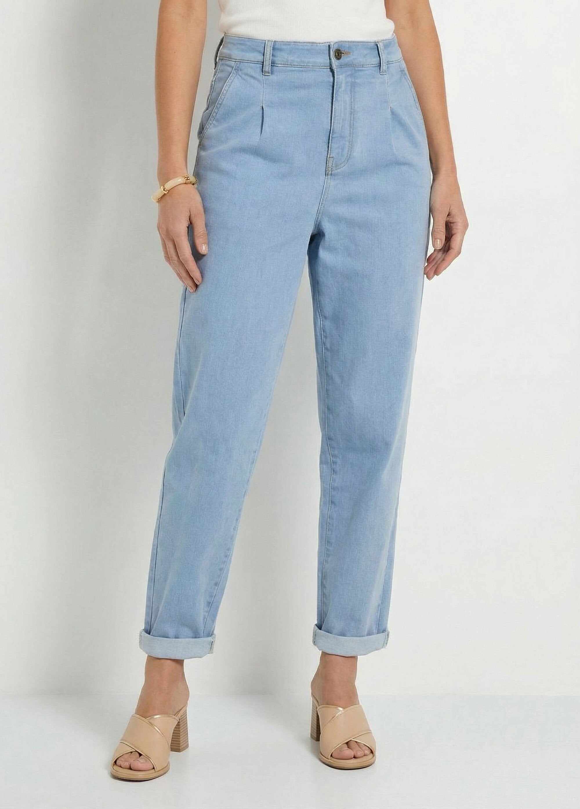 Jean_couleur_coupe_carotte_taille_haute_stretch_Bleu_FA1_slim