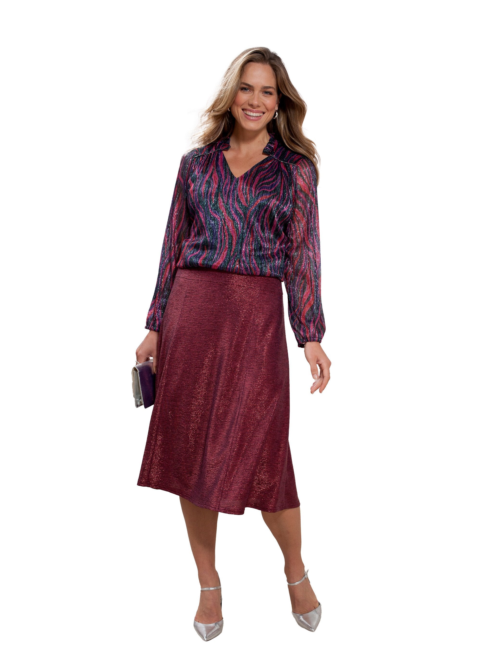 Mid-length_flared_skirt_in_shiny_knit_Raspberry_SF1_slim