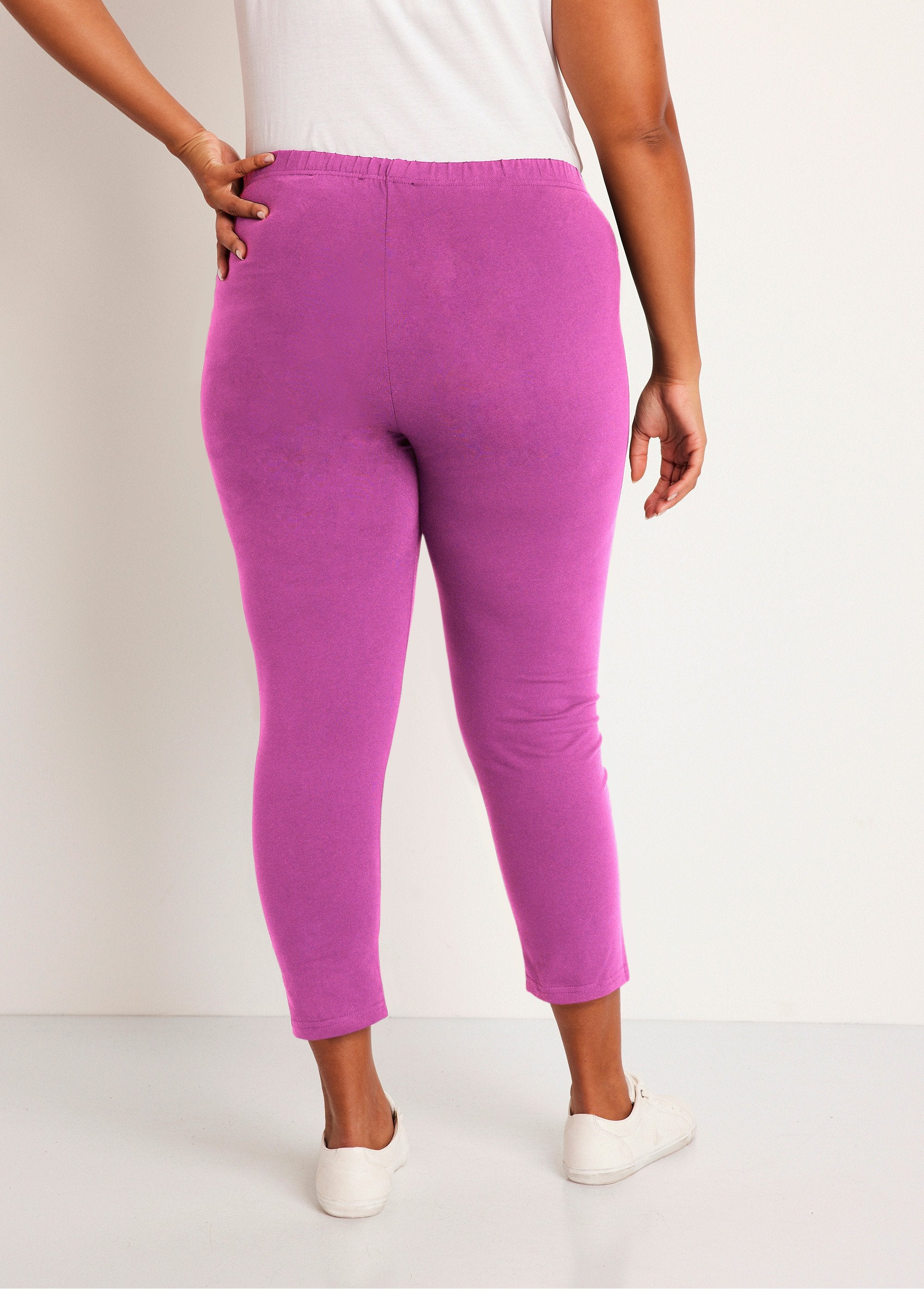 Short_plain_leggings_with_elasticated_waistband_Fuchsia_DO1_curvy