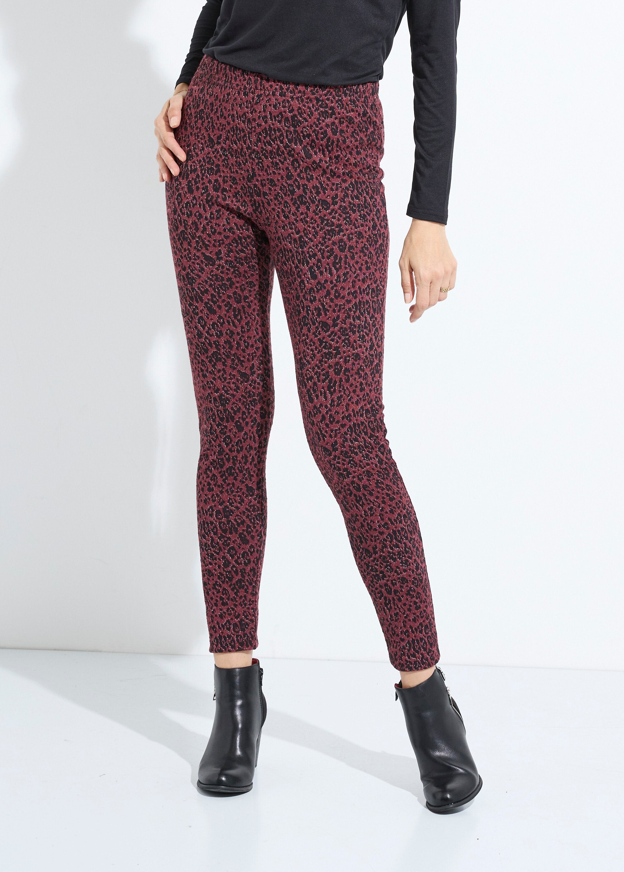 Animal_skin_jacquard_leggings_with_elasticated_waist_Cassis_et_noir_FA1_slim