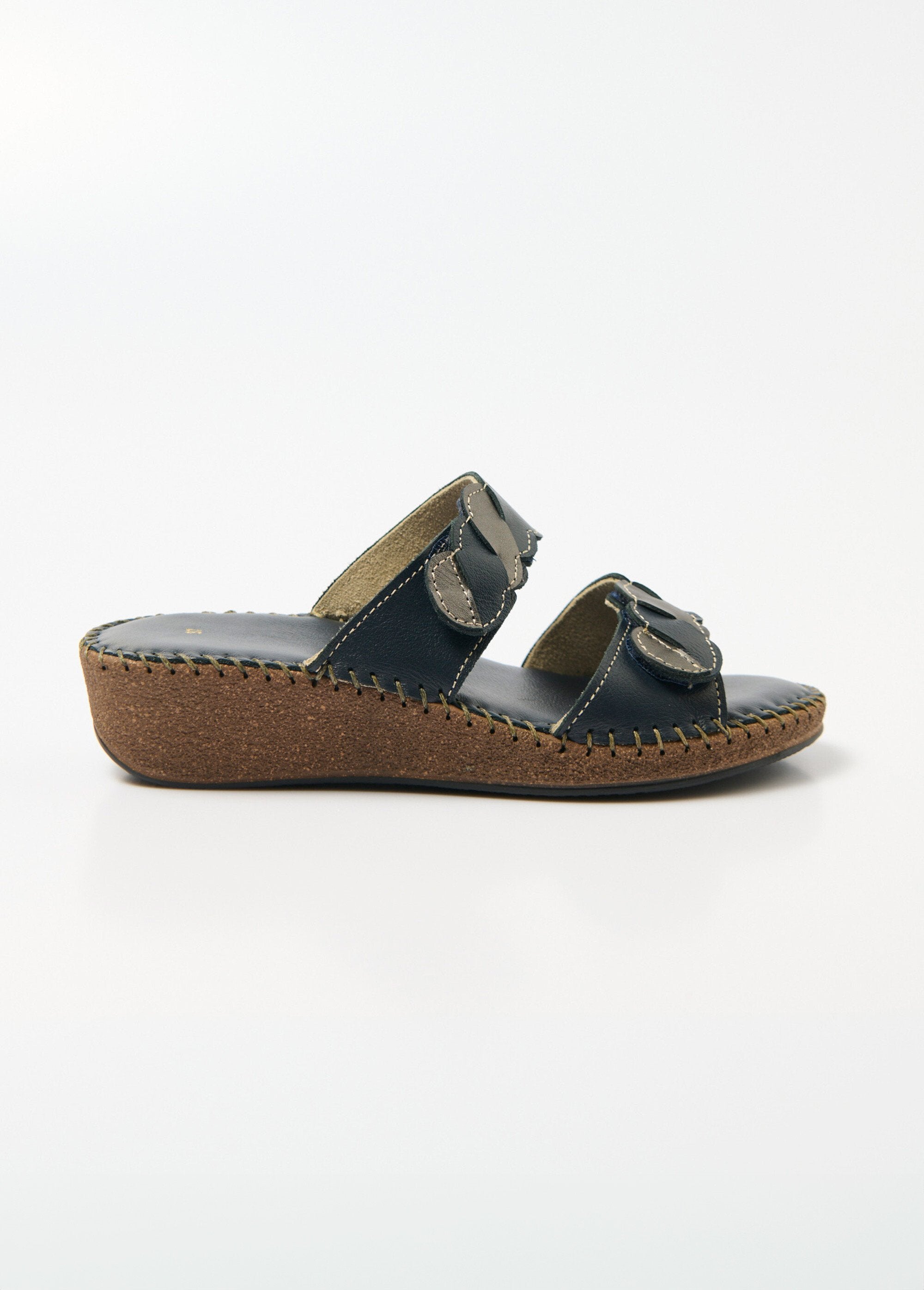 Leather_wedge_velcro_mules,_comfort_width_Marine_DR1_slim