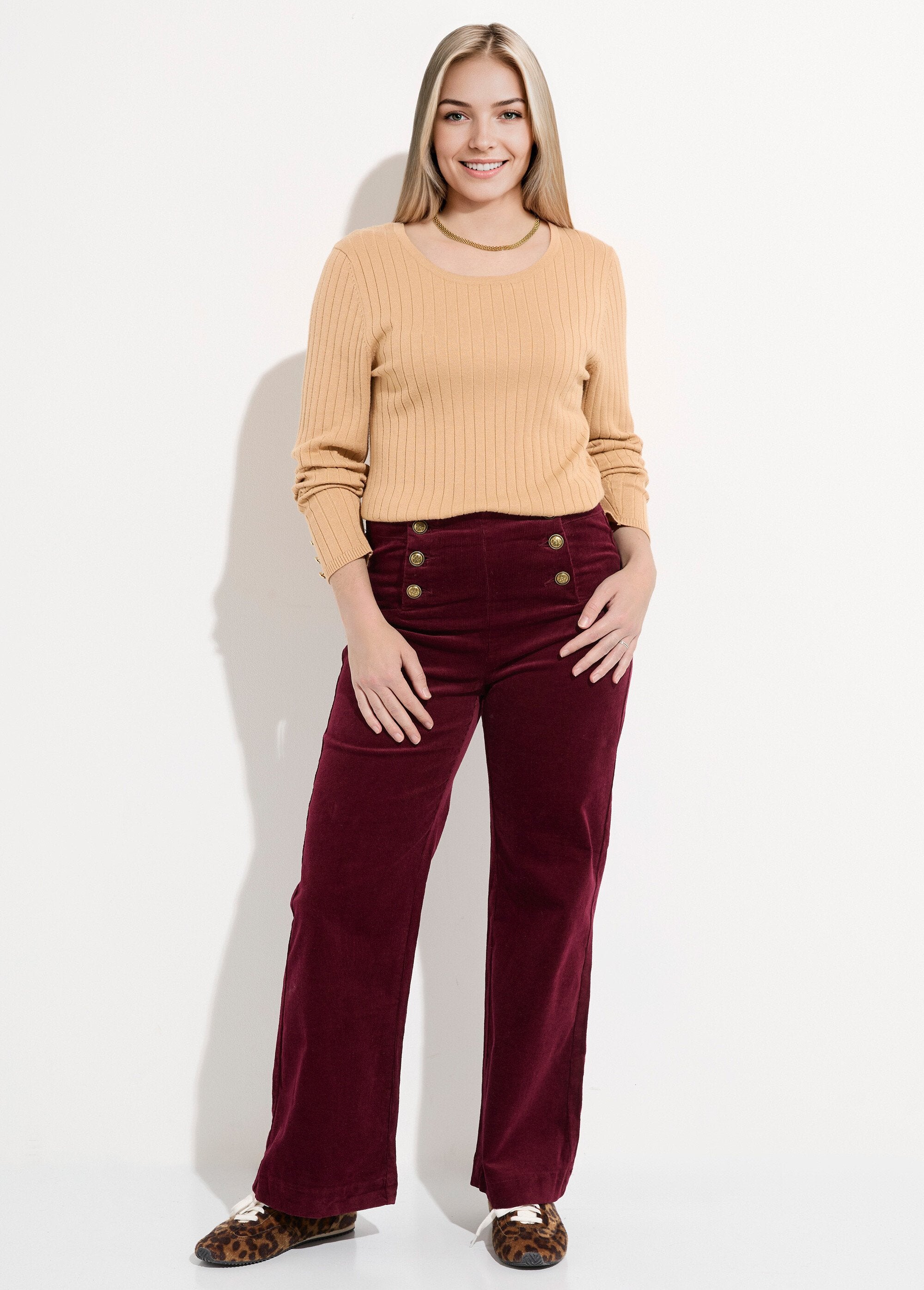Pantalon_à_pont_en_velours_coupe_flare_Bordeaux_SF1_slim