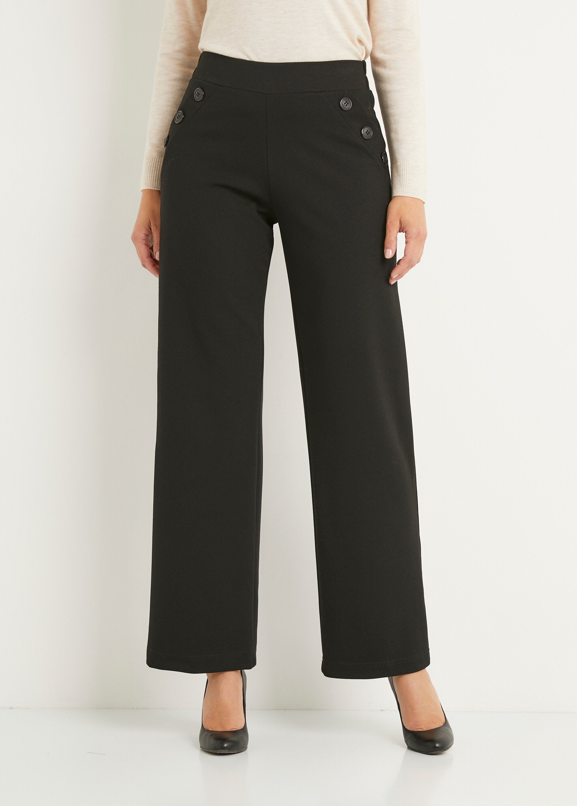 Semi-elasticated_wide-leg_pants,_plain_Black_FA1_slim