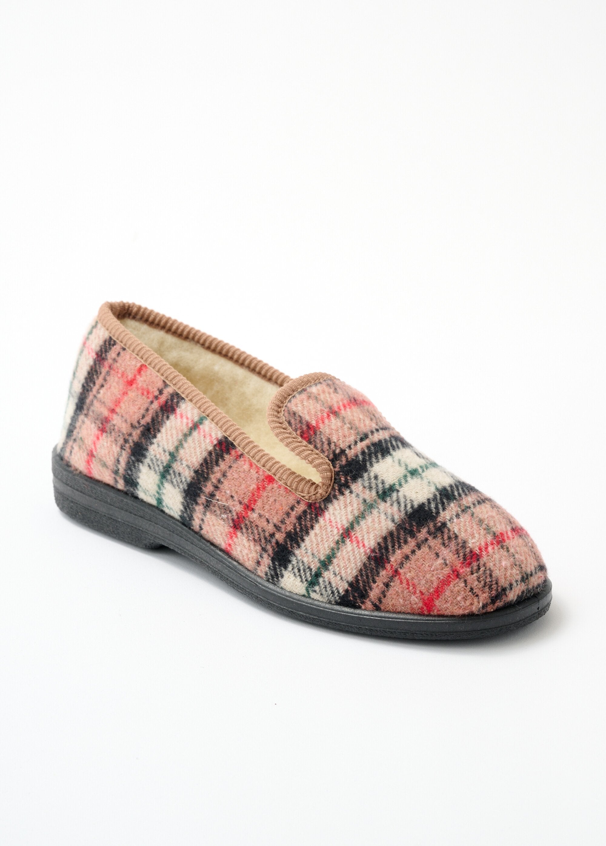 Wide-width_mixed_wool_slippers_Beige_plaid_FA1_slim