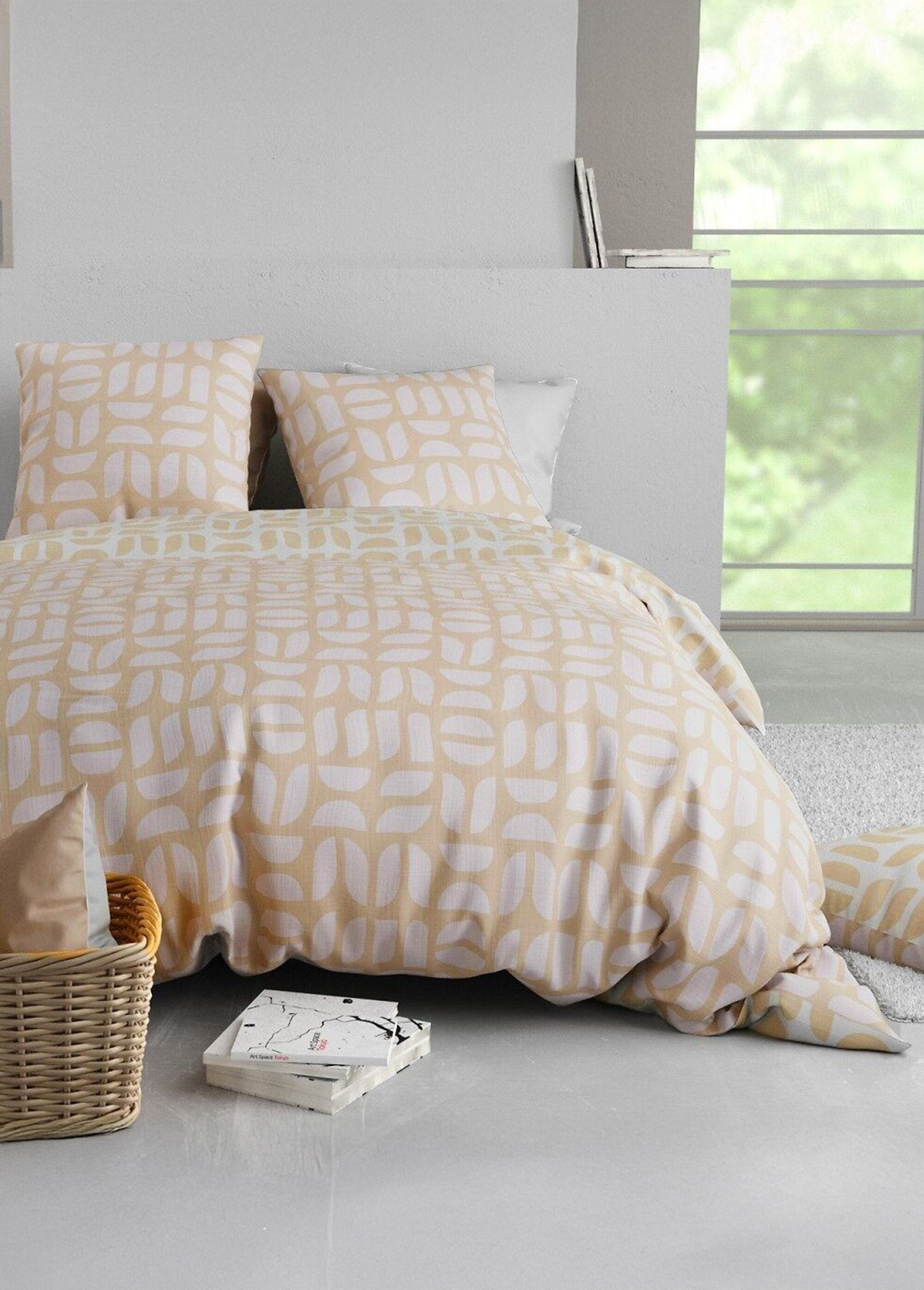 Romy_double_polycotton_bed_linen_set_White_and_beige_FA1_slim