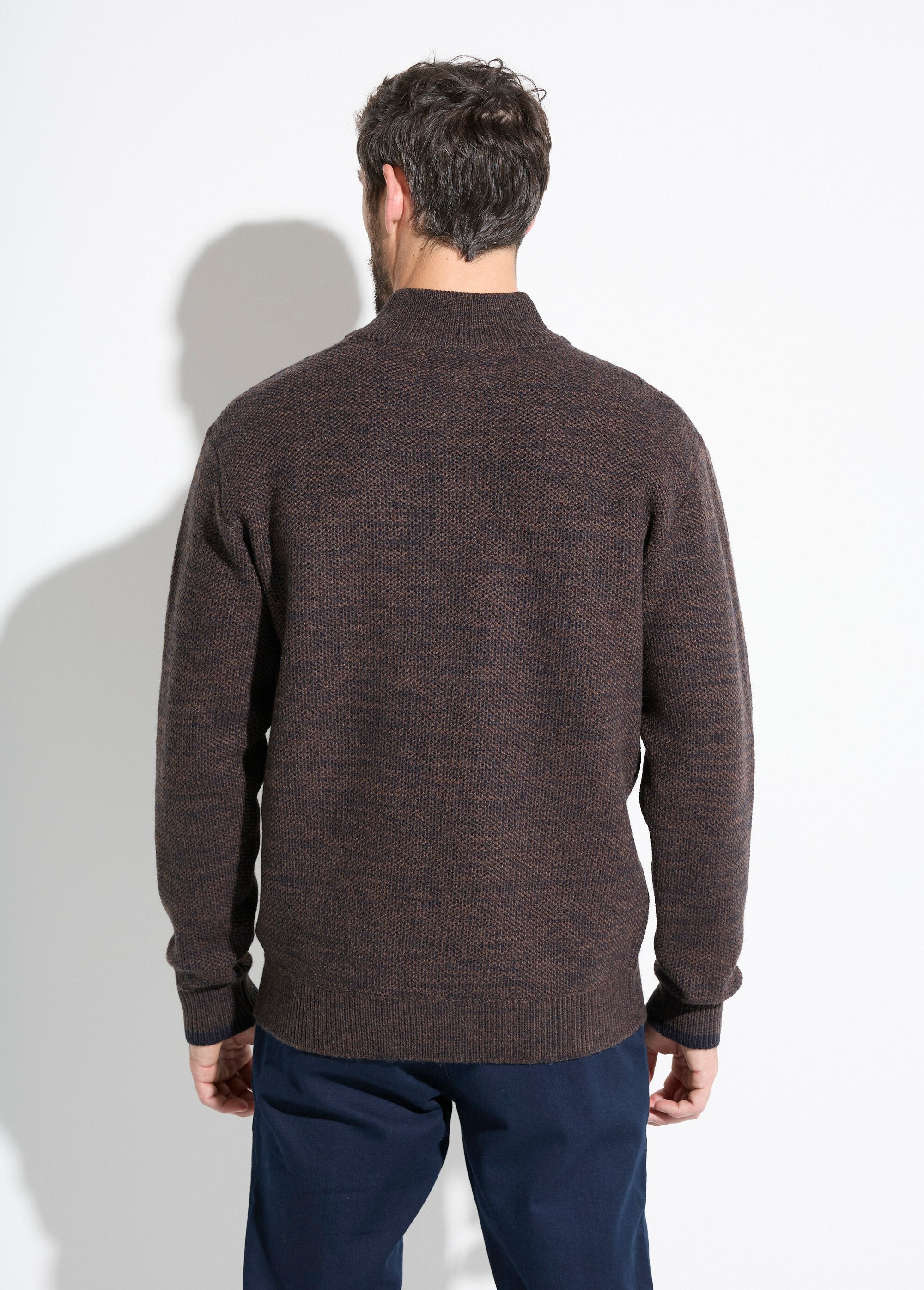 Pull_col_montant_zippé_maille_chinée_laine_Marron_DO1_slim