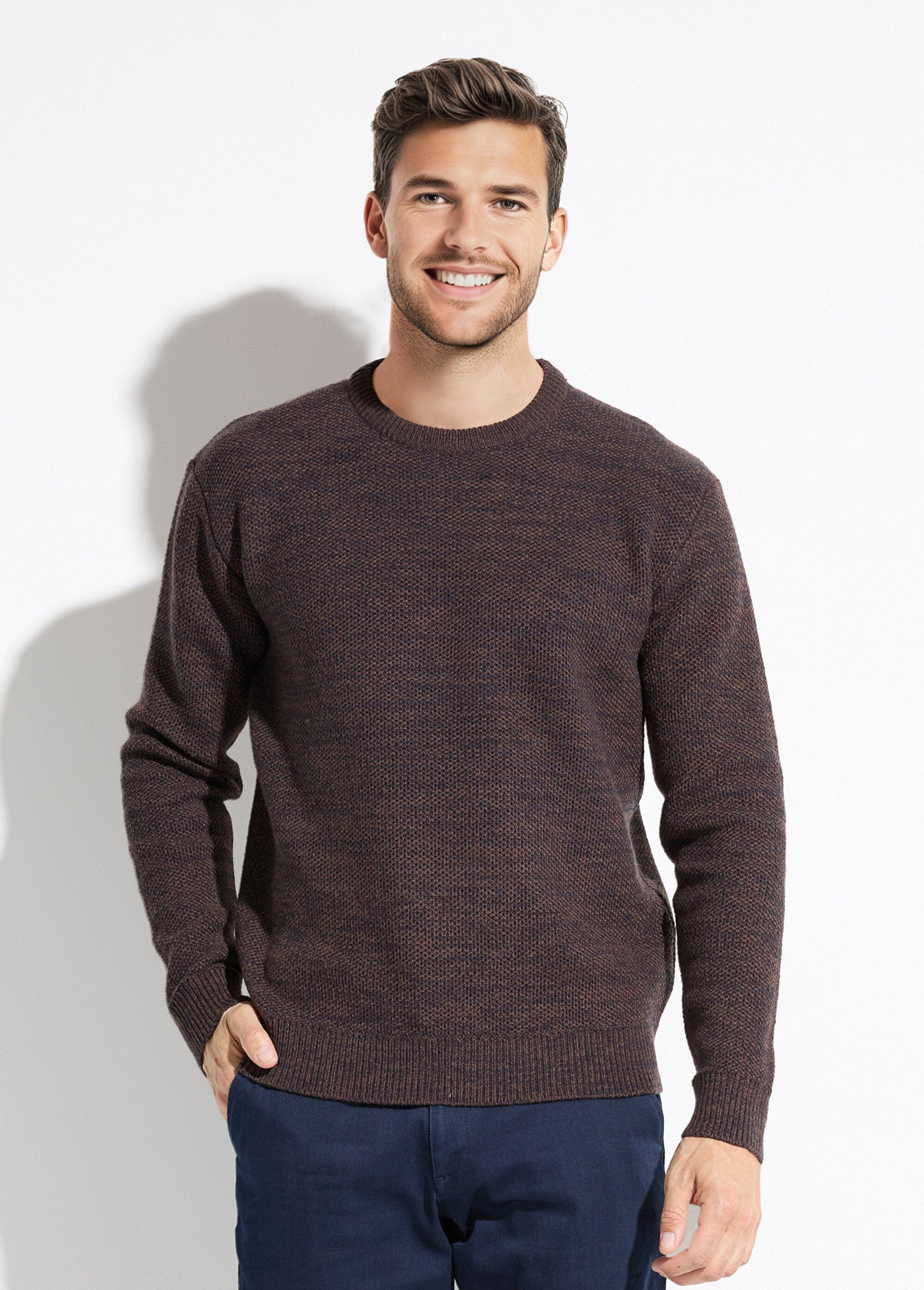 Long-sleeved_wool_marl_knit_round_neck_sweater_Brown_FA1_slim