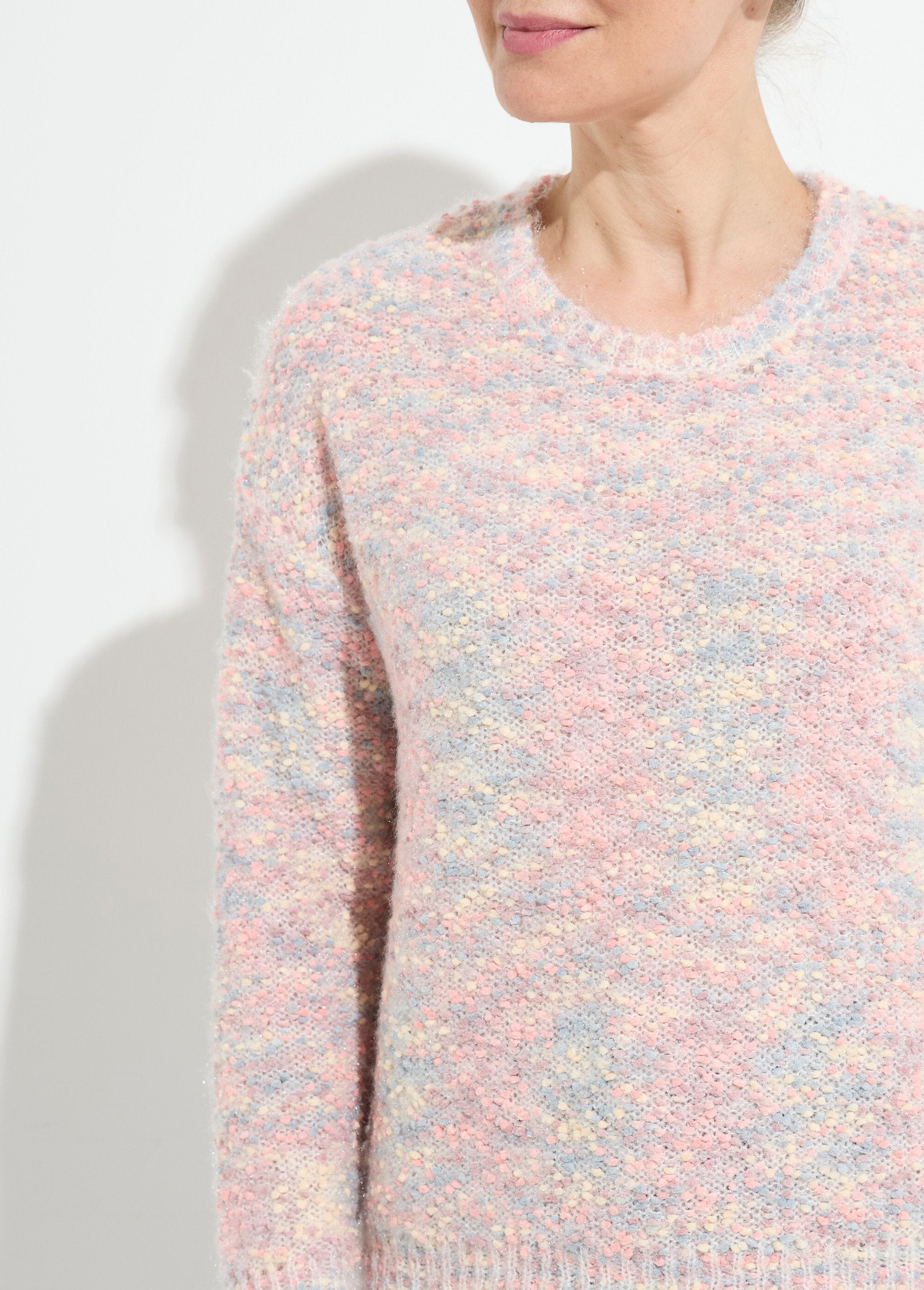 Pull_doux_col_rond_maille_boule_multicolore_Chine_rose_DE1_slim