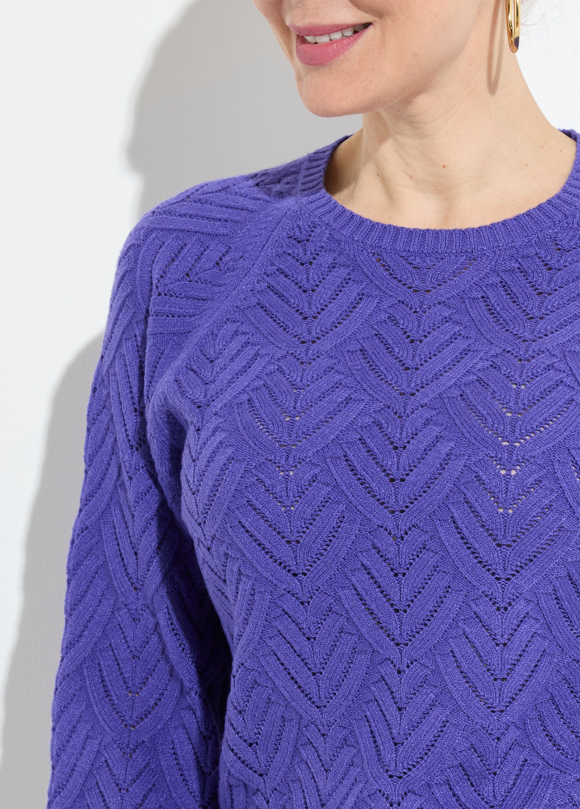 Pull_doux_court_col_rond_uni_ajouré_Violet_DE1_slim