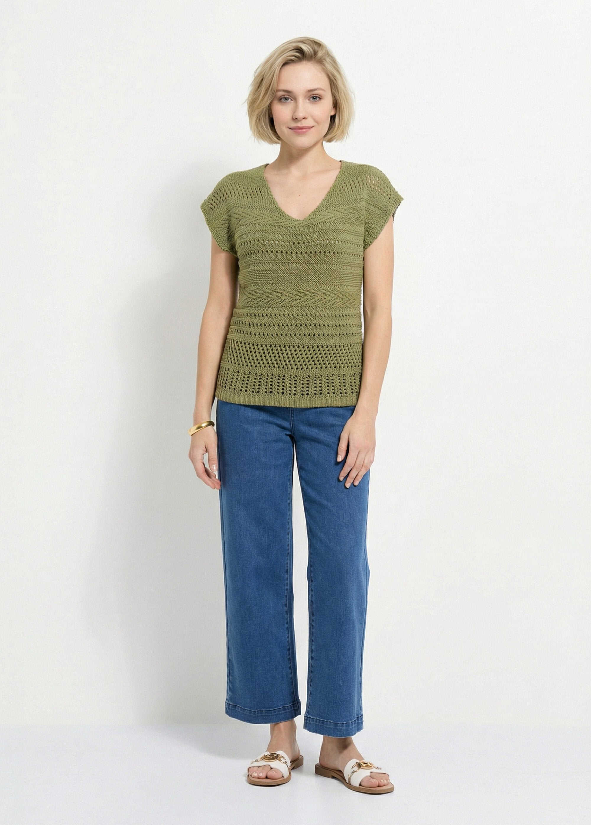 Chunky_knit_short-sleeved_jumper_Khaki_SF1_slim