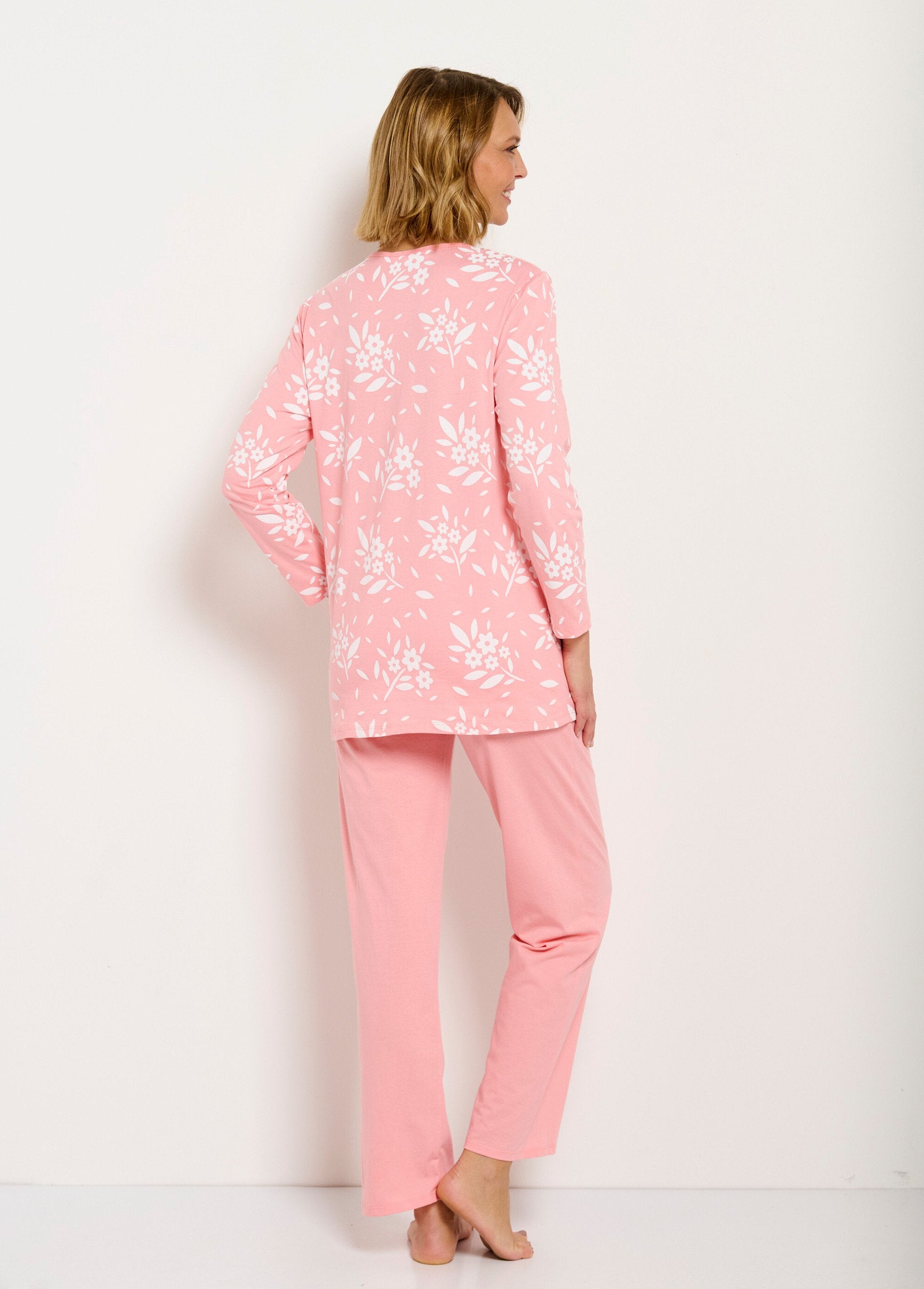 Buttoned_V-neck_cotton_long-sleeved_pajamas_Coral_DO1_slim