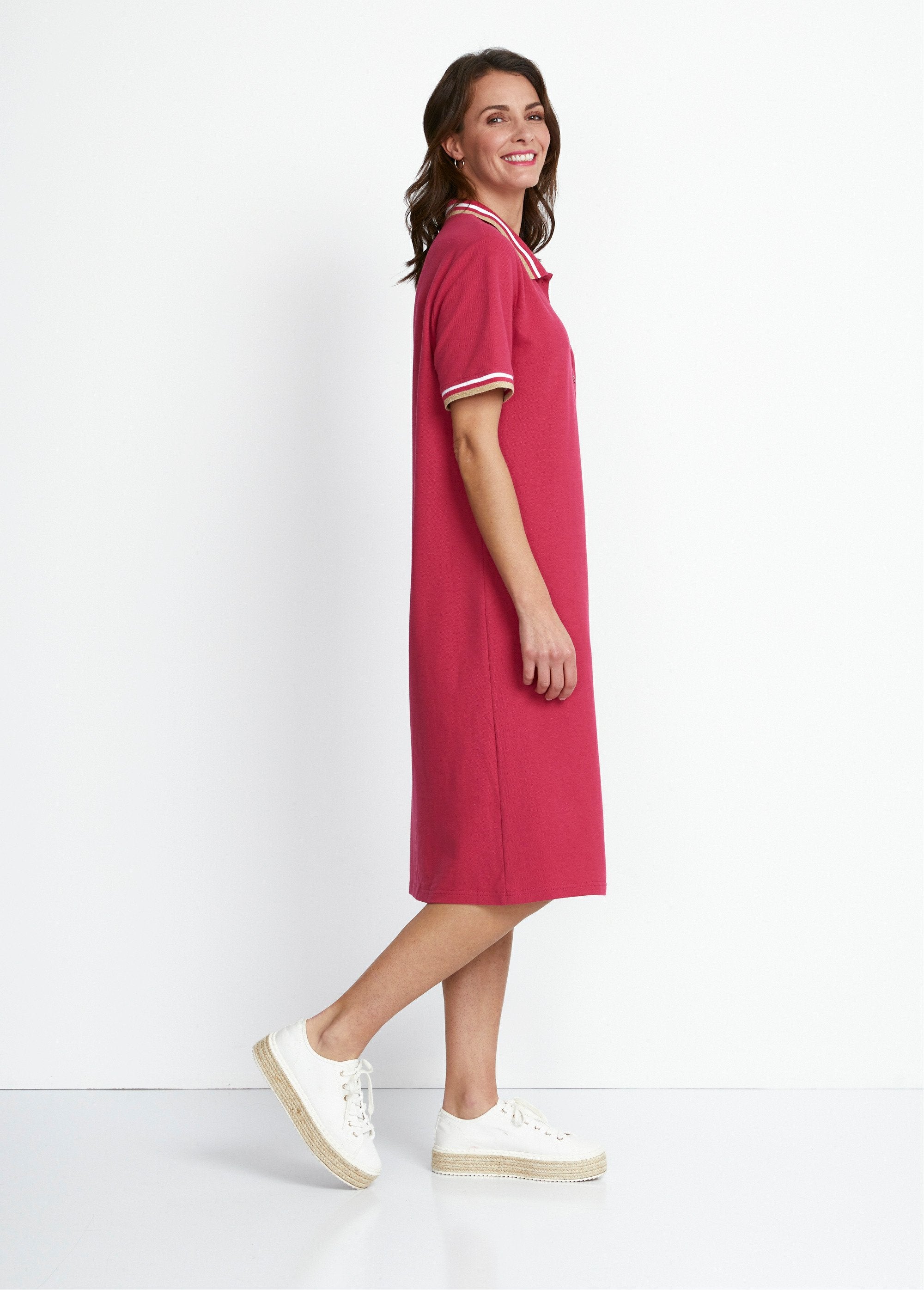 Pique_knit_polo_neck_dress_Fuchsia_DR1_slim