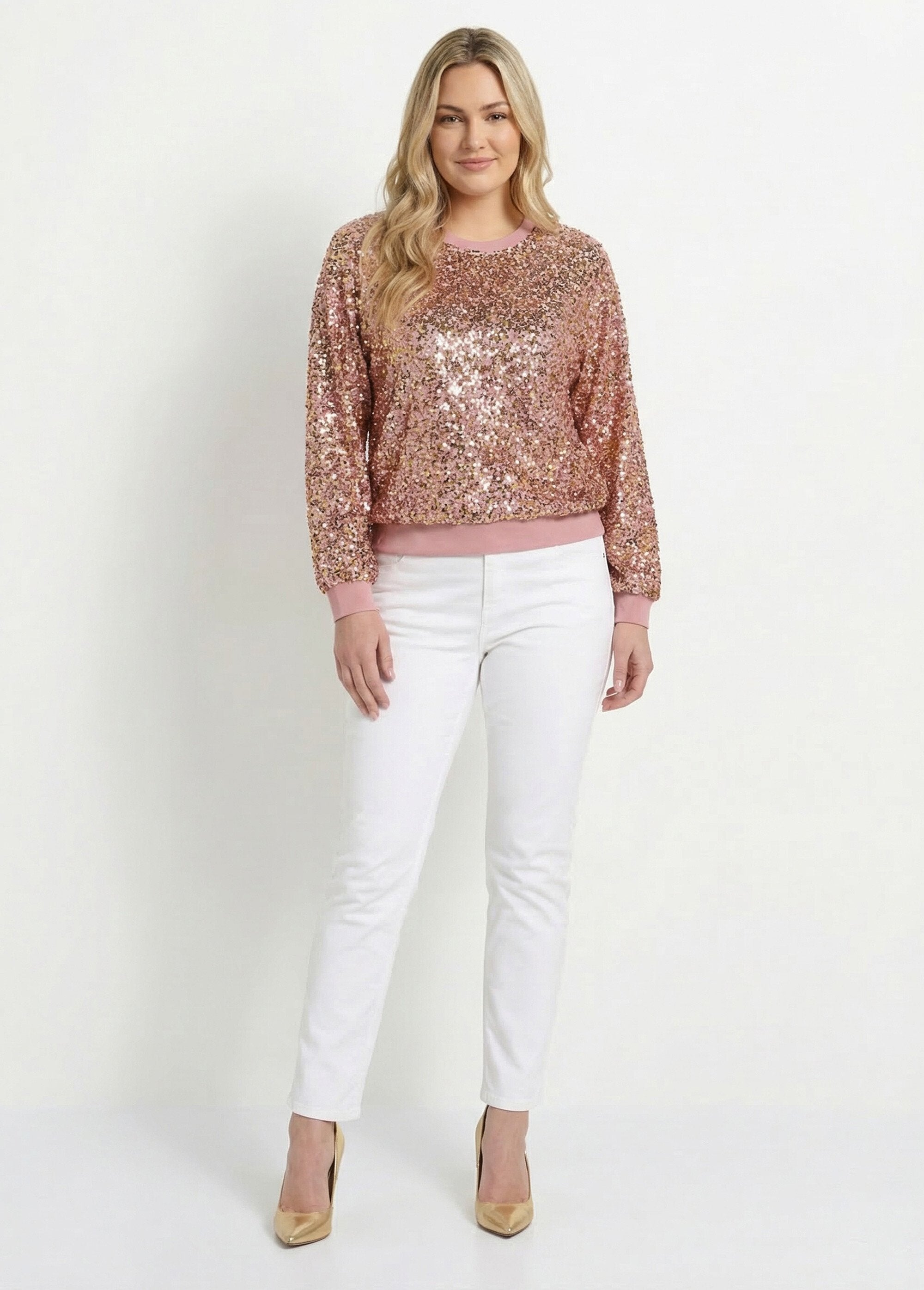 Sequined_sweatshirt_with_round_neck_Pink_and_gold_SF1_slim