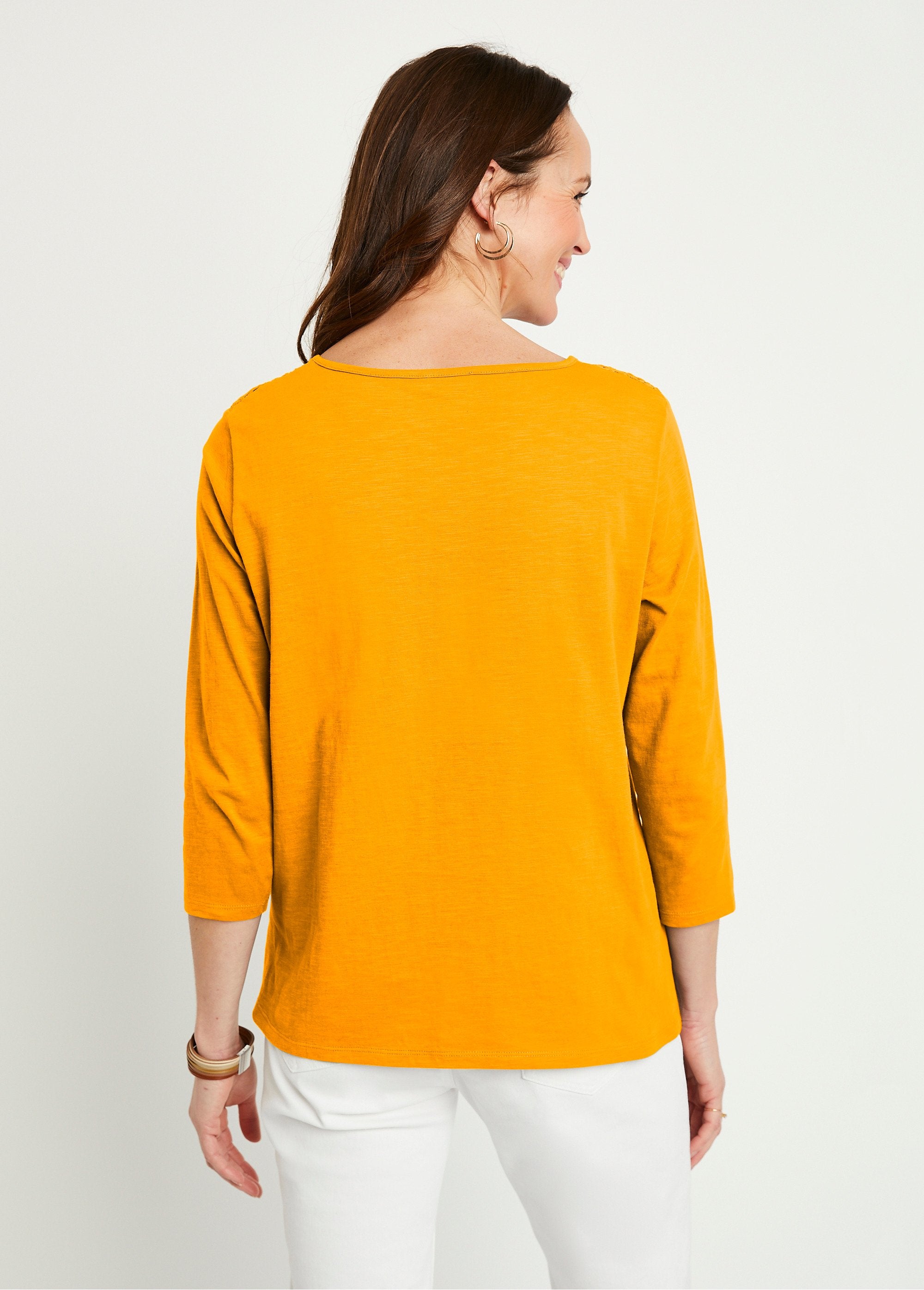 Cotton_and_lace_3/4_sleeve_t-shirt_Saffron_DO1_slim