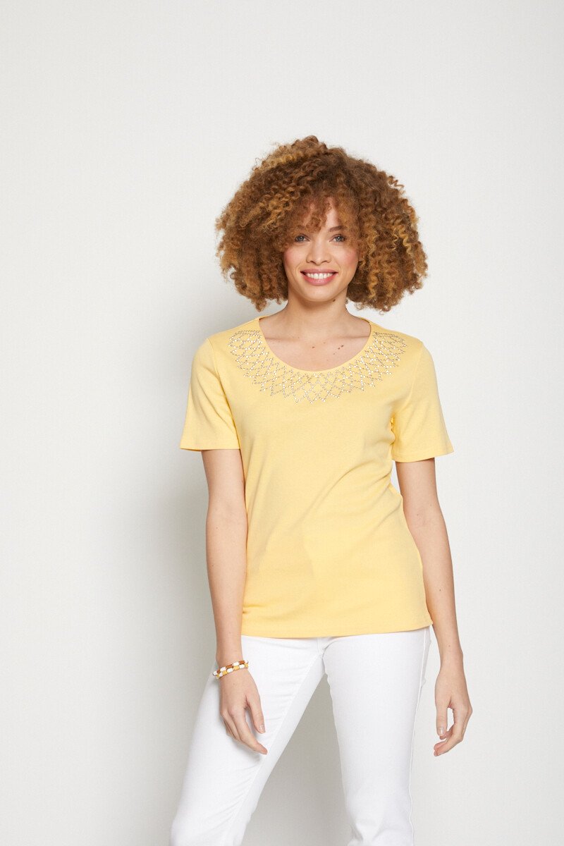 Fancy_studded_cotton_jersey_T-shirt_YELLOW_FA1_slim