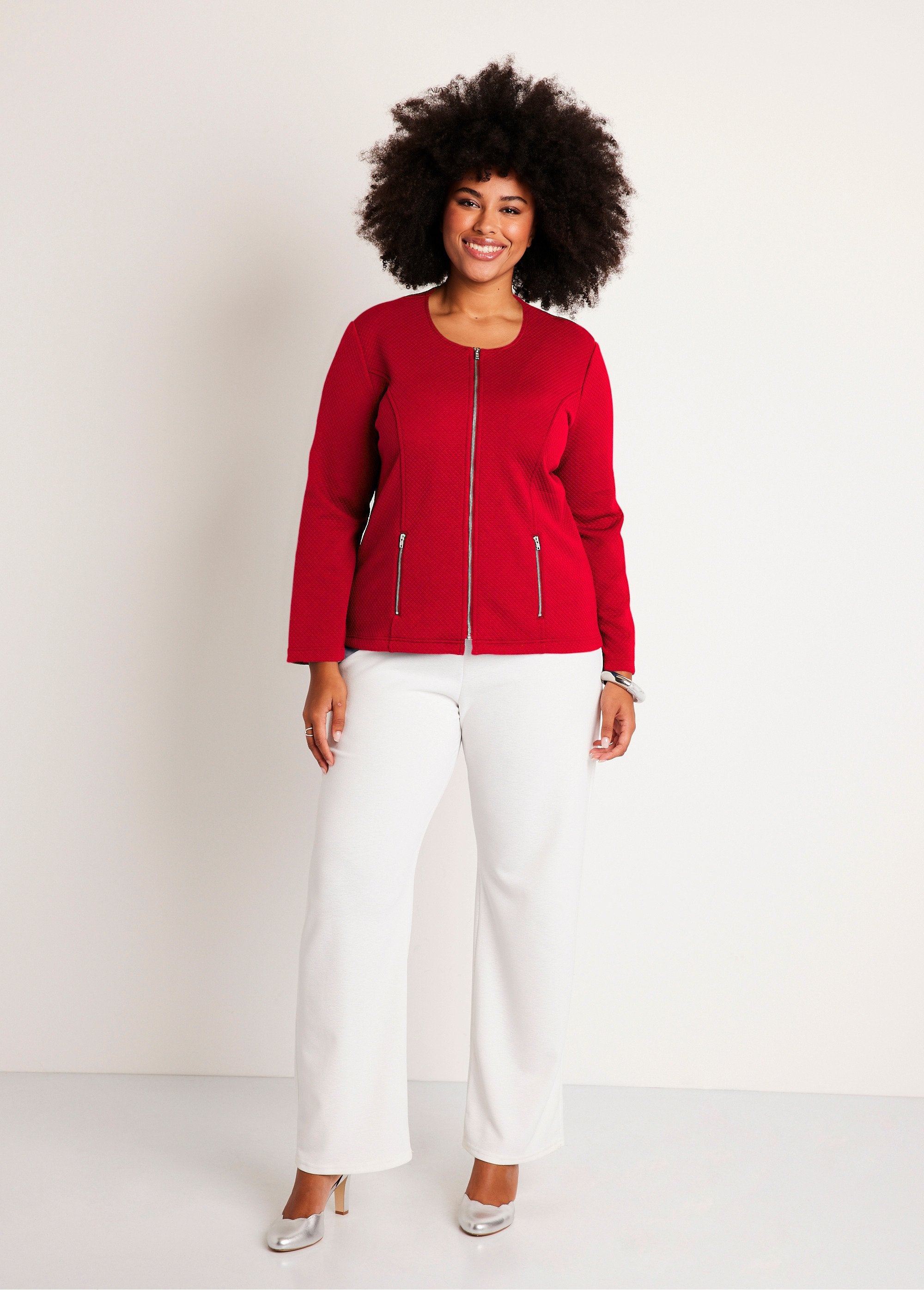 Collarless_fitted_jacket_Red_SF1_curvy